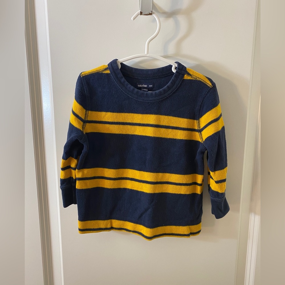 Baby Gap, 12-18 months, Navy and yellow striped sweater